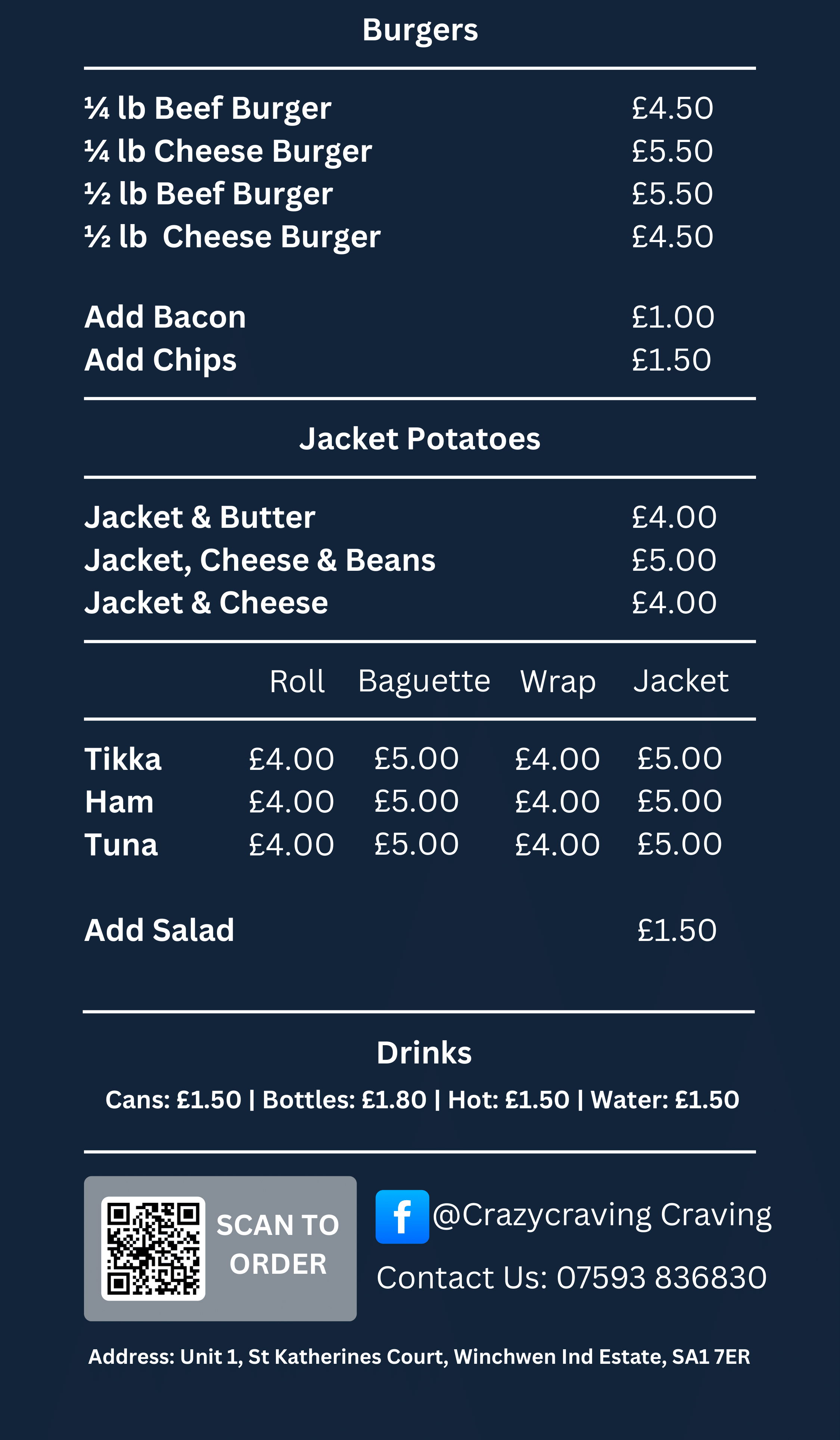 CrazyCraving Menu Page 2